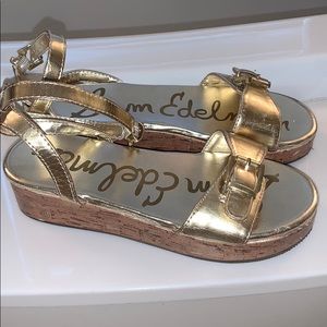 Girls flat form wedge type gold sandals
